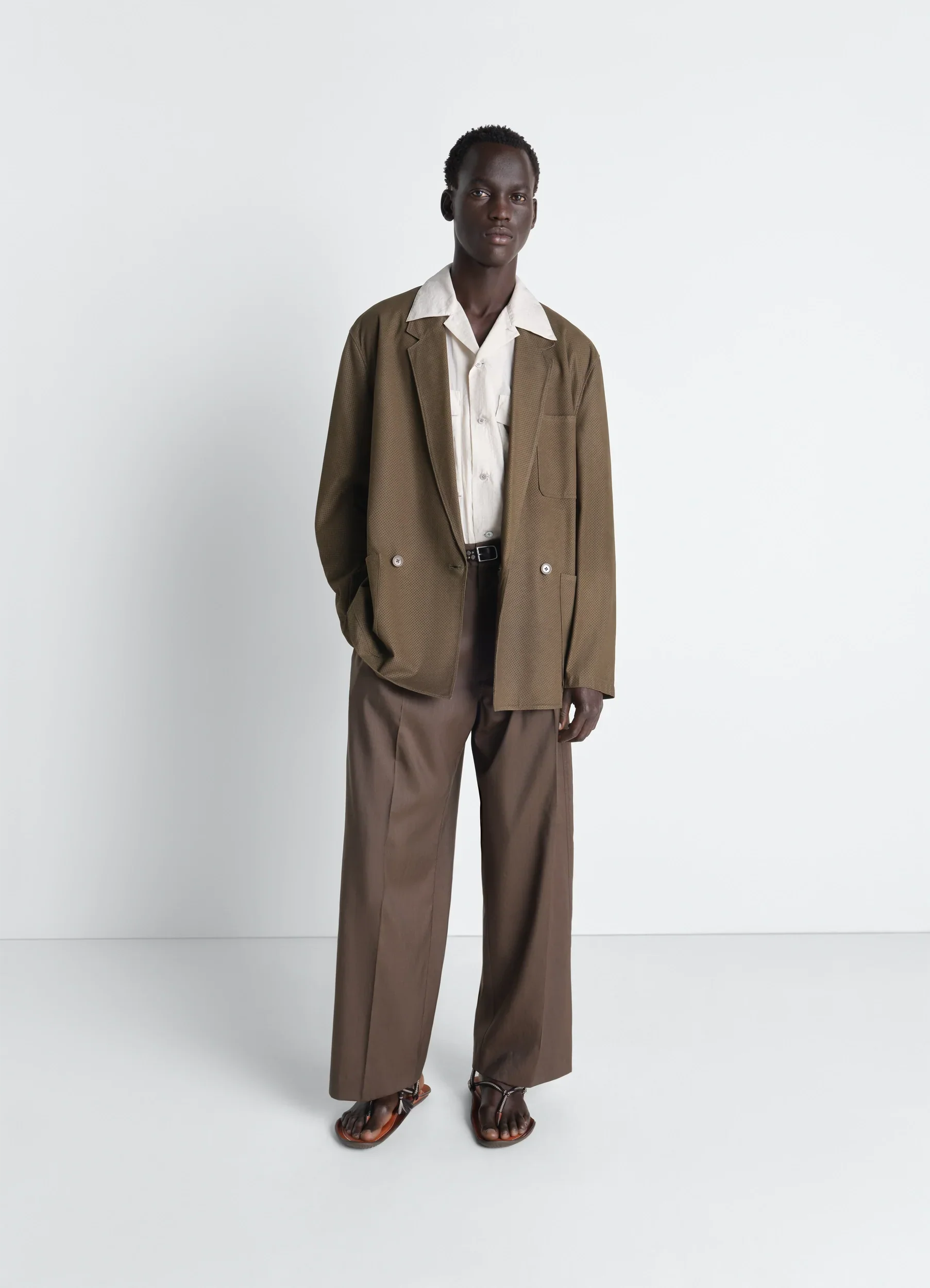 DOUBLE BREASTED LEATHER TAILORED JACKET IN NUBUCK - Image 2
