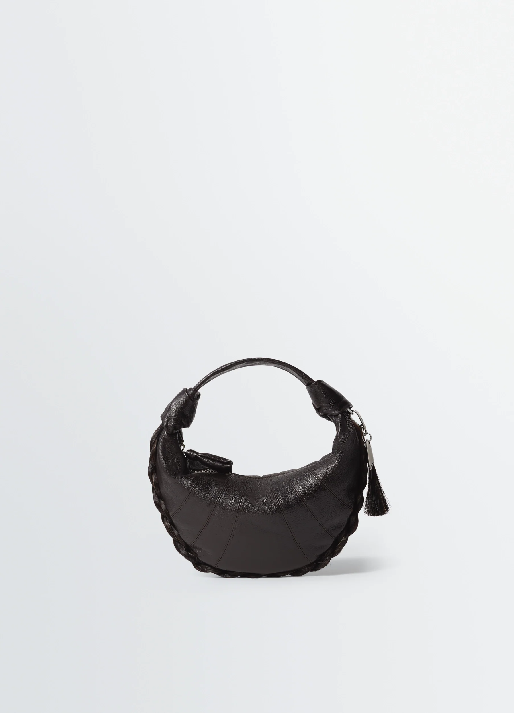 MINI FORTUNE CROISSANT BAG IN LEATHER AND HORSEHAIR