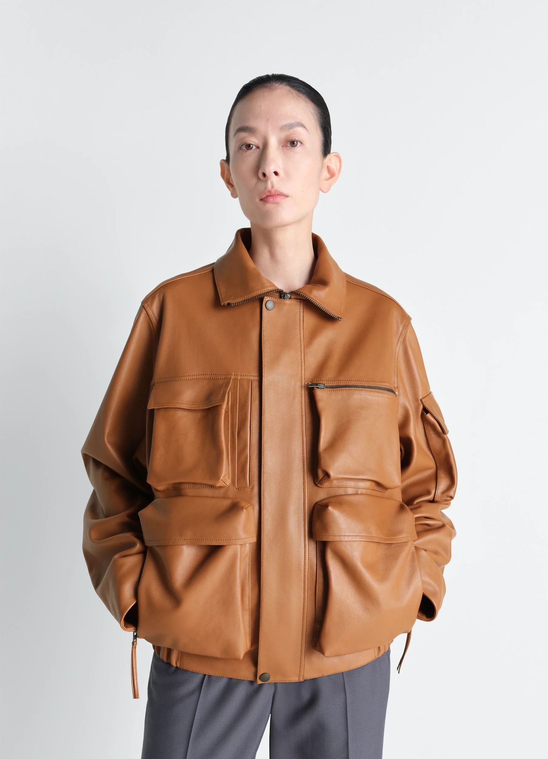 LEATHER BLOUSON WITH POCKETS IN LEATHER