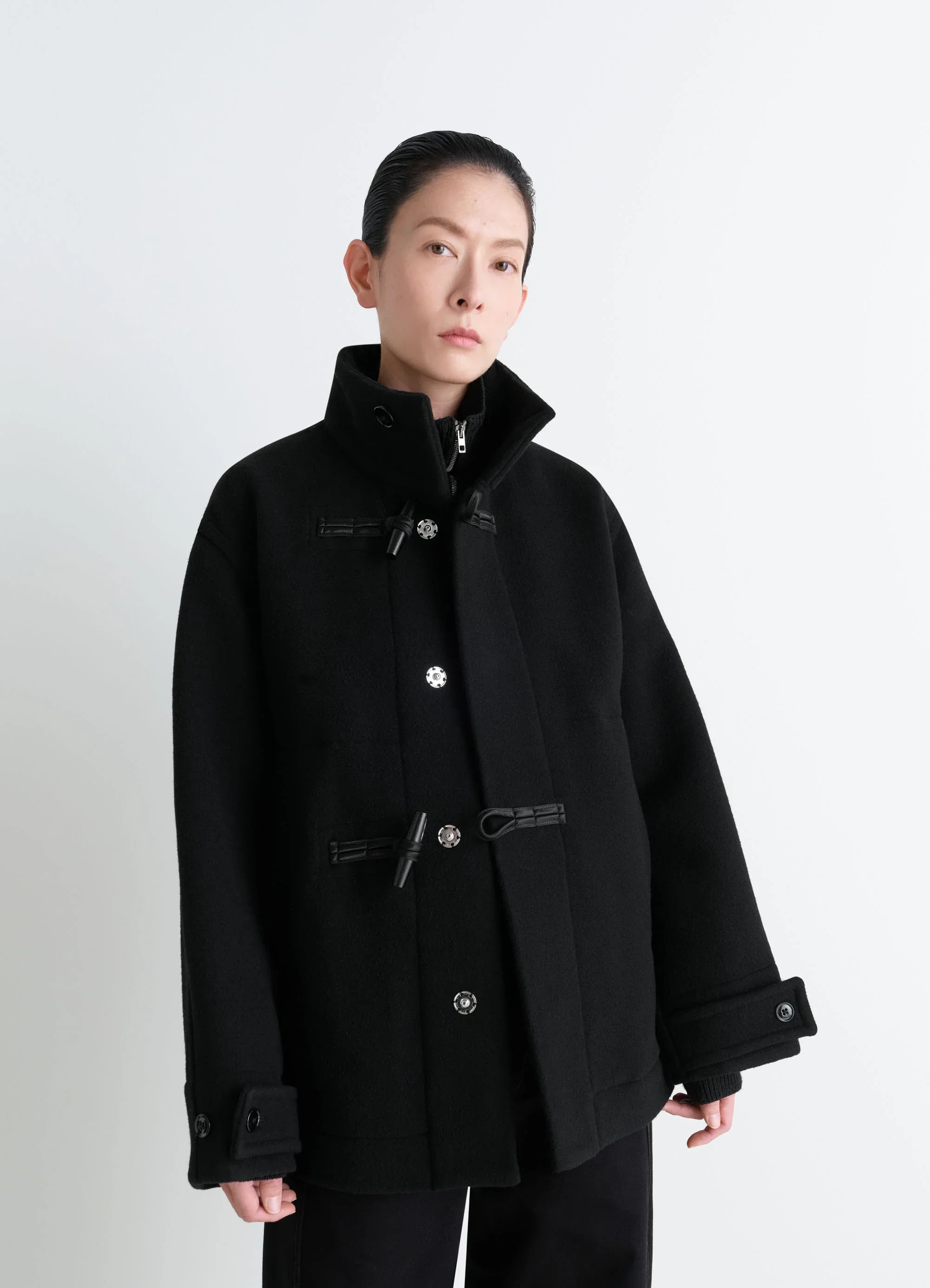 SHORT DUFFLE COAT IN WOOL