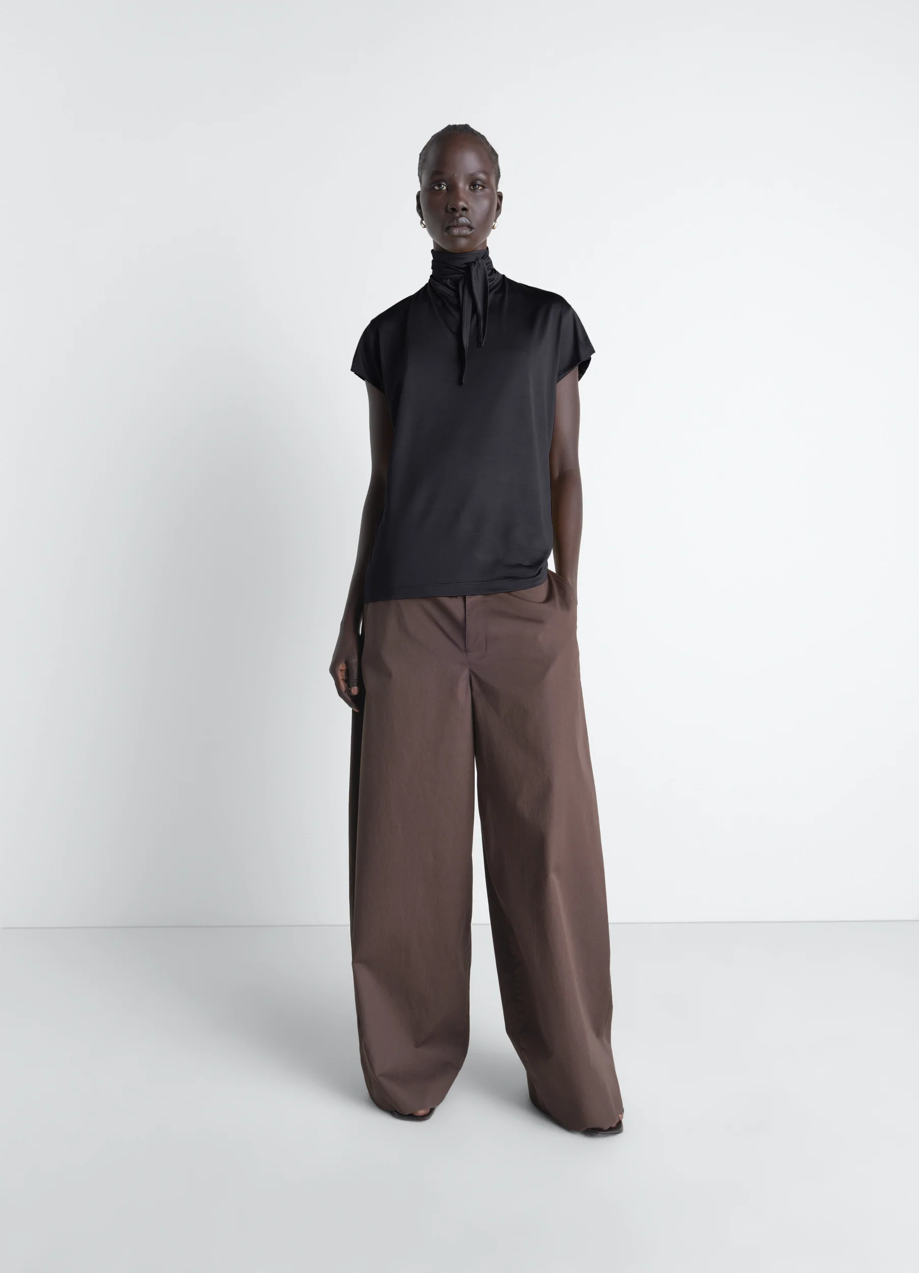 SHORT SLEEVE FOULARD TOP IN VISCOSE COTTON JERSEY - Image 2