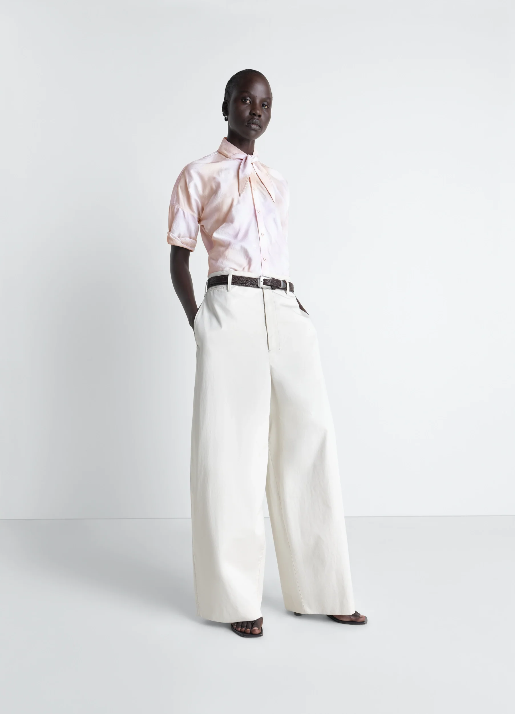 SHORT SLEEVE SHIRT WITH FOULARD IN VISCOSE COTTON - Image 2