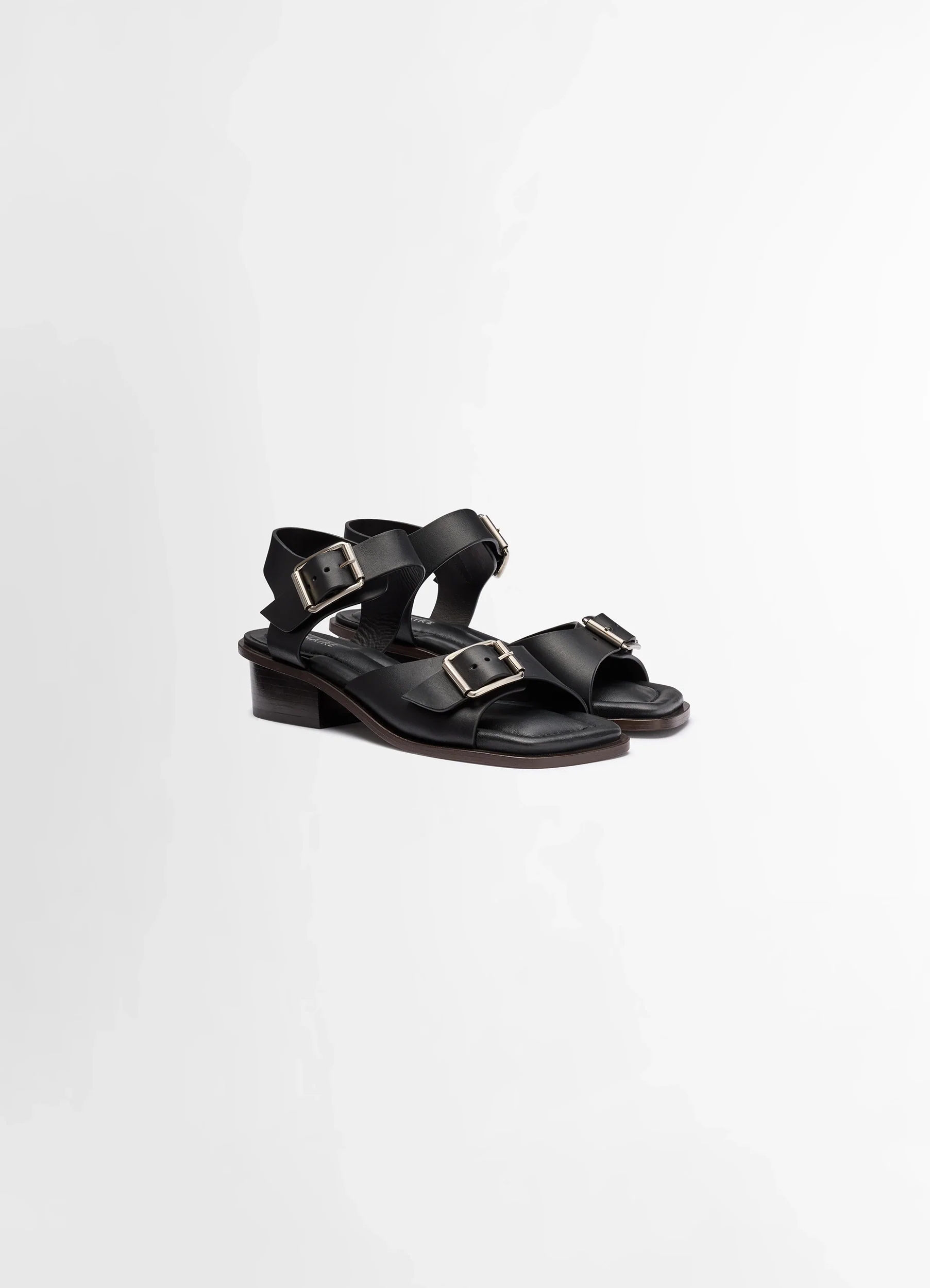 SQUARE HEELED SANDALS WITH STRAPS 35MM IN LEATHER - Image 3