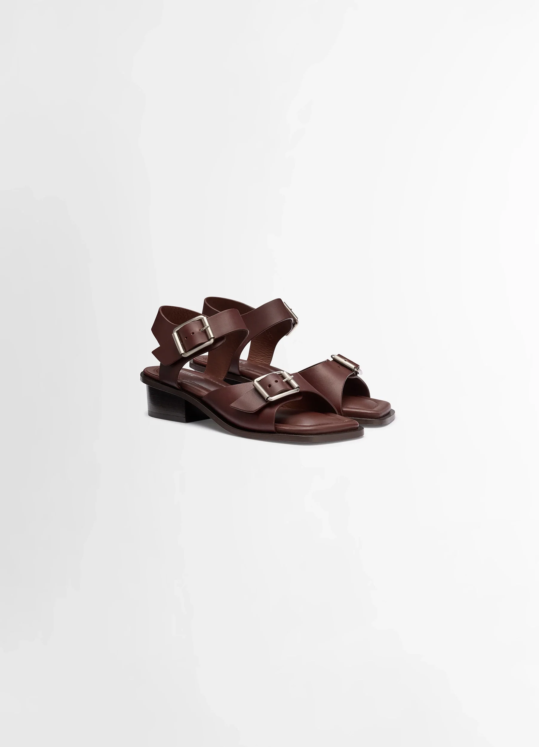 SQUARE HEELED SANDALS WITH STRAPS 35MM IN LEATHER - Image 3