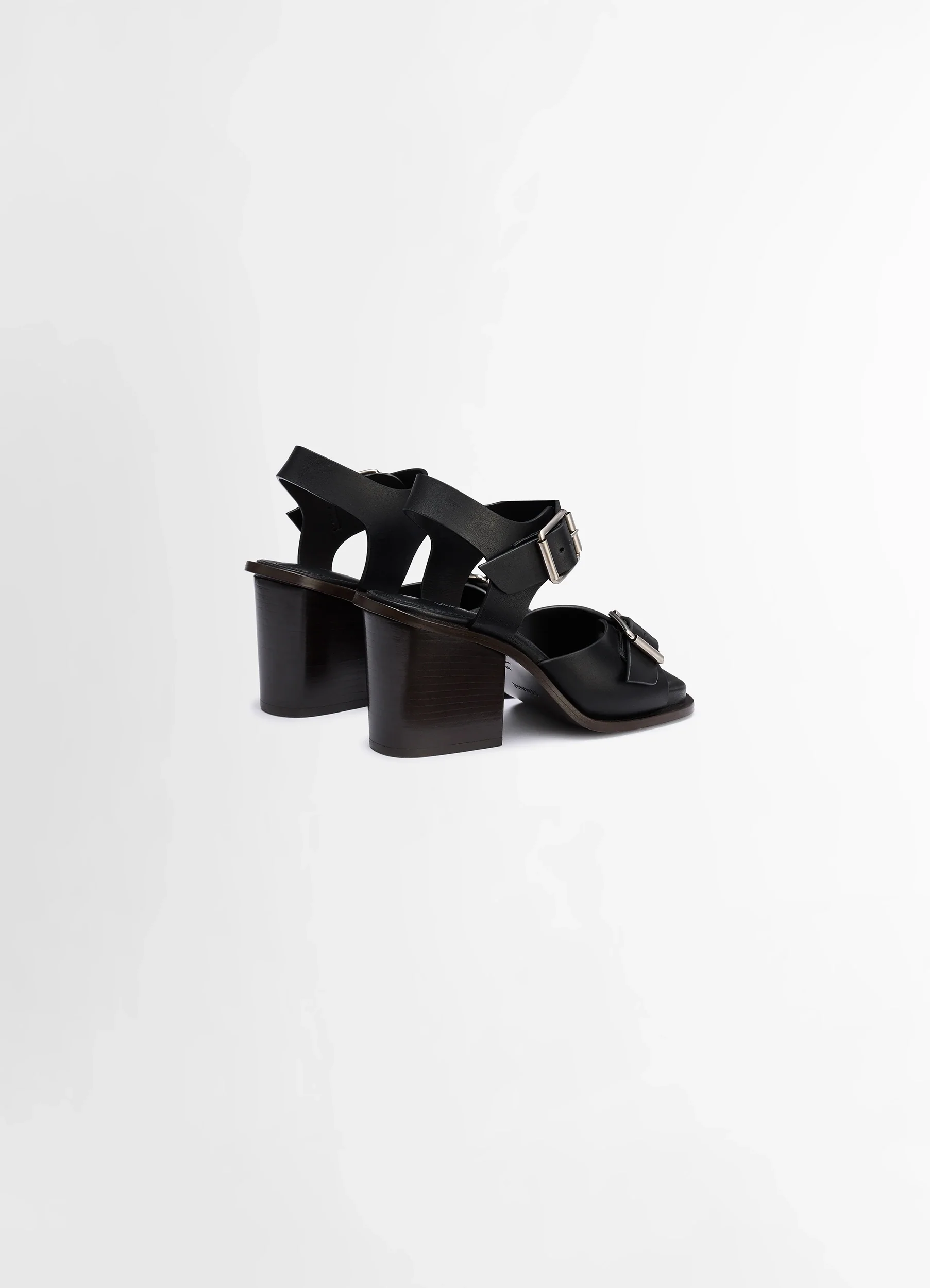 SQUARE HEELED SANDALS WITH STRAPS 80MM IN LEATHER - Image 4