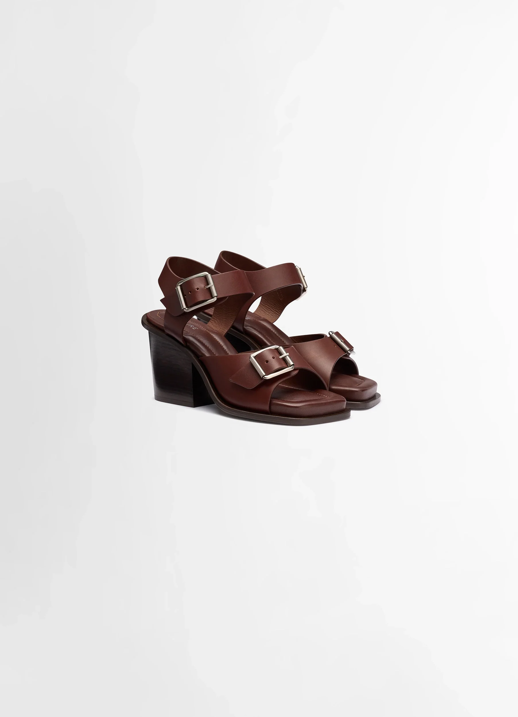SQUARE HEELED SANDALS WITH STRAPS 80MM IN LEATHER - Image 3