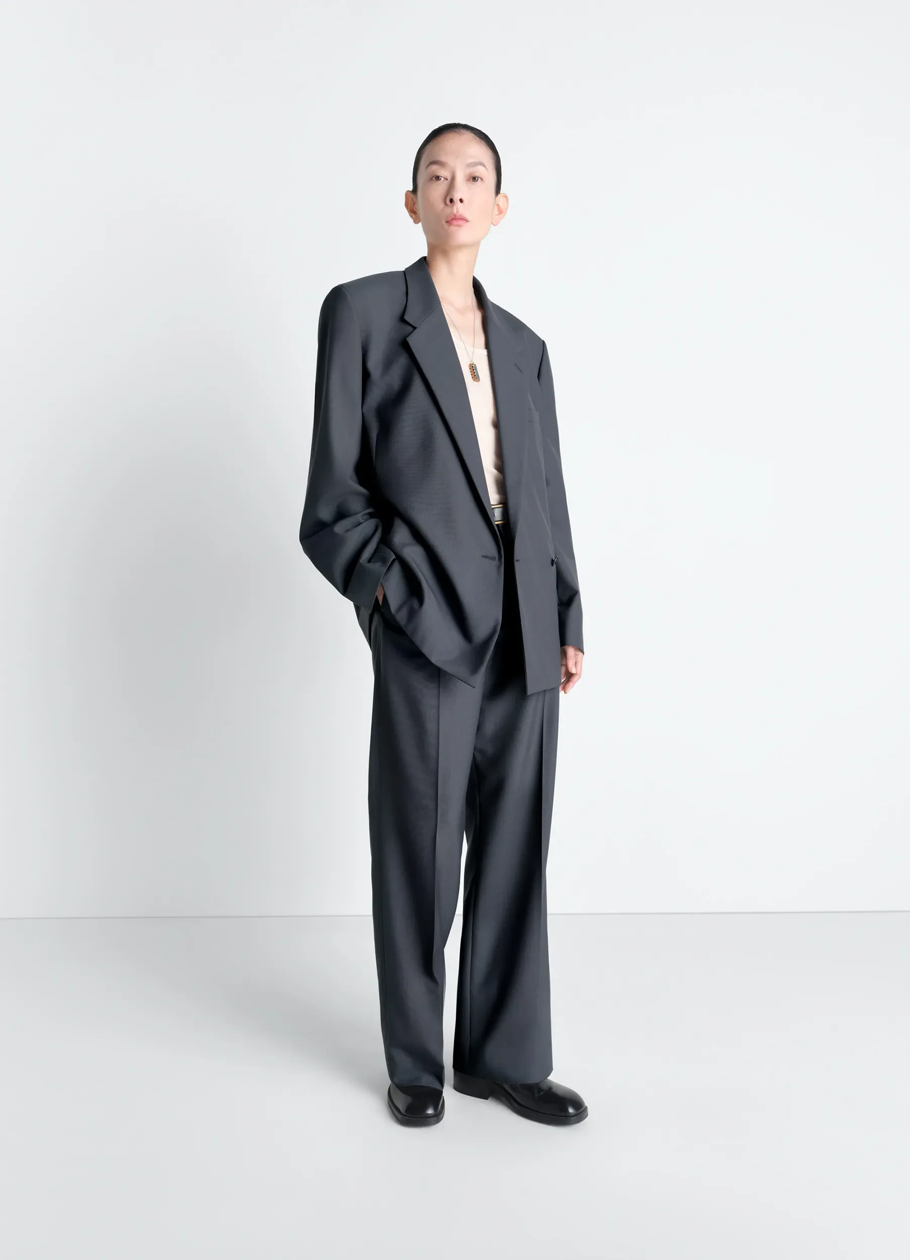 STRAIGHT TAILORED PANTS IN POLYWOOL - Image 2