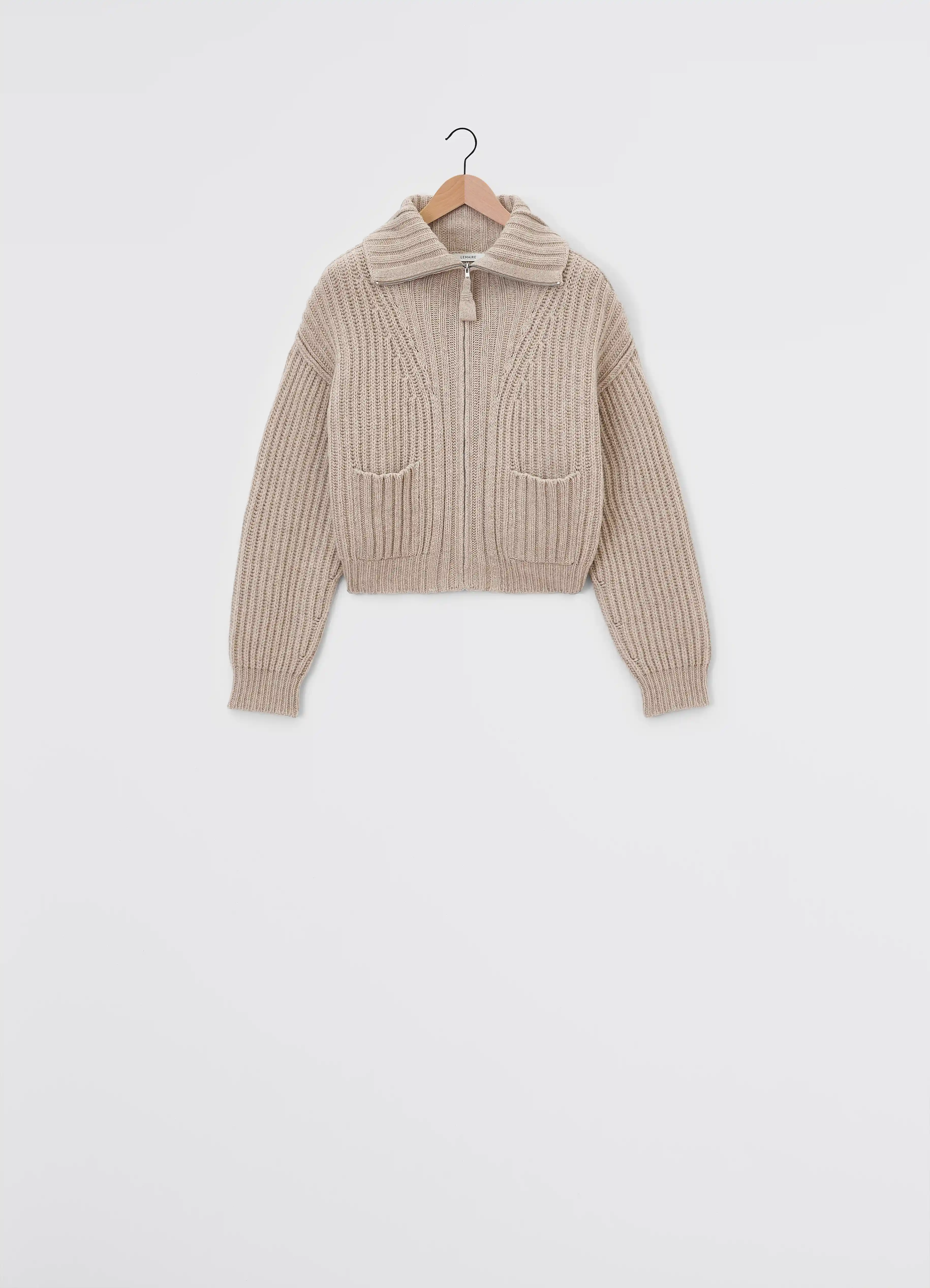 TRUCKER COLLAR ZIPPED CARDIGAN IN YAK ALPACA - Image 3