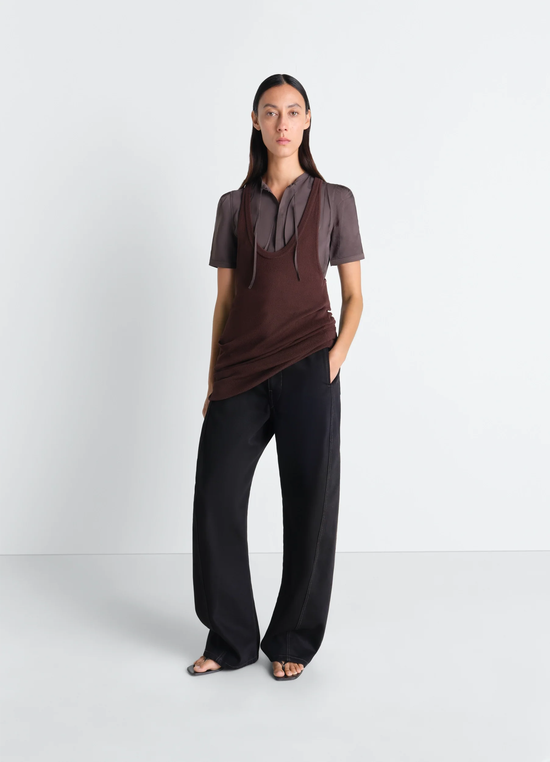 TWISTED BELTED PANTS IN DENIM - Image 2