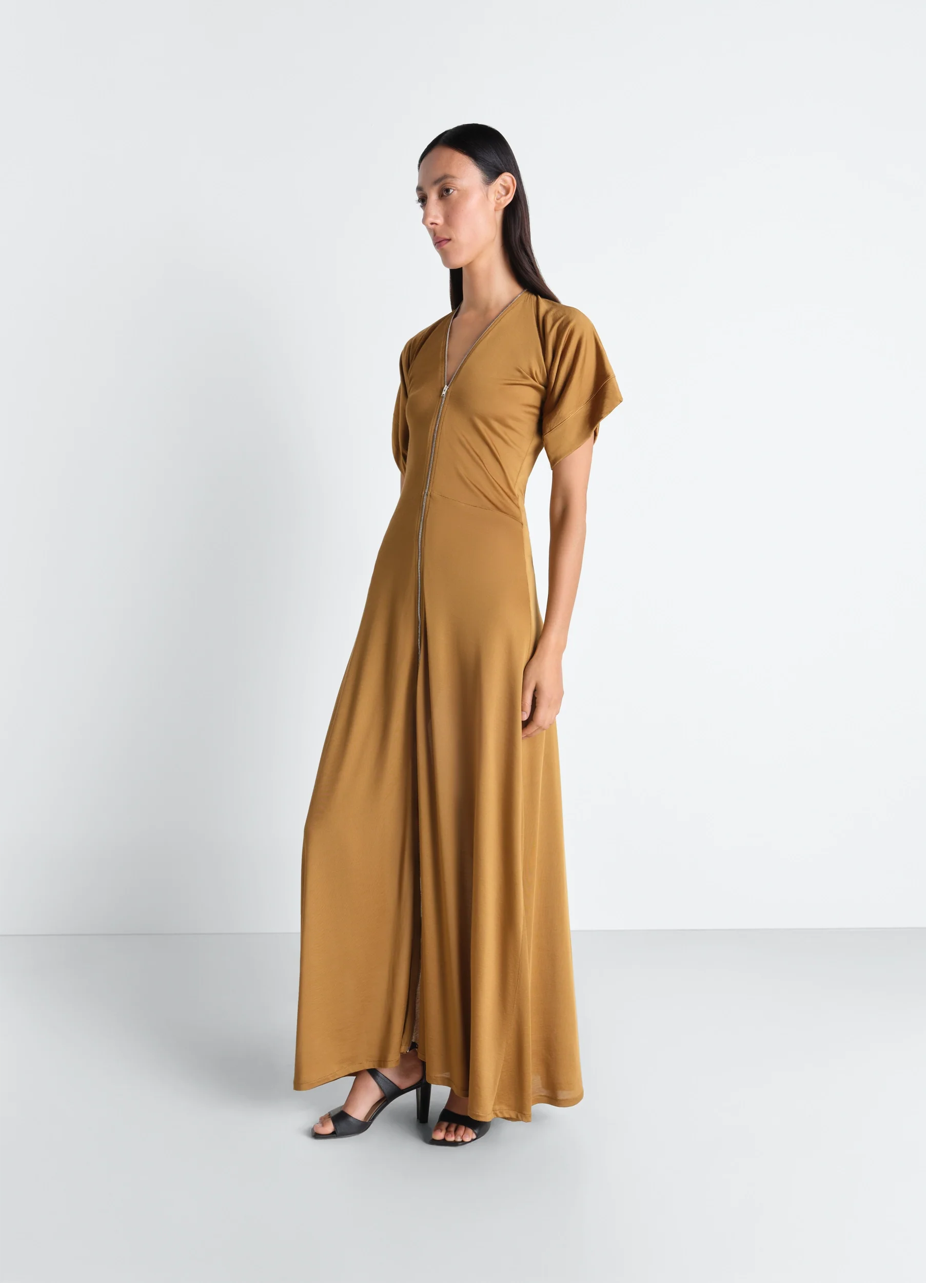 ZIP DRESS IN VISCOSE COTTON JERSEY
